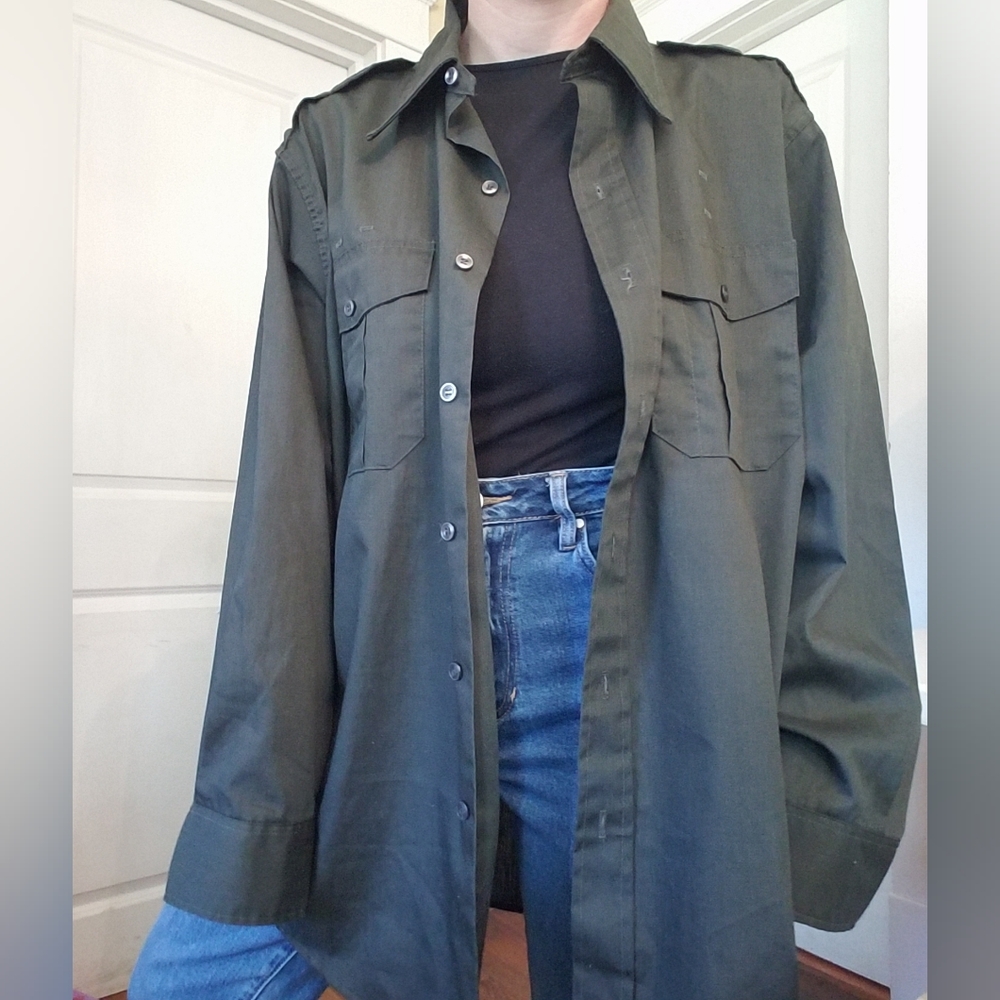 Vintage Hub-Prest Military Button Up Shirt Grunge Punk